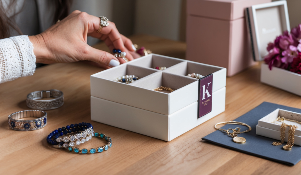 Bracelet-Holder-Box-Square-Box-with-a-K-on-It-1024x597 Stylish and Functional Jewelry Storage: The Bracelet Holder Box Square Box with a K on It