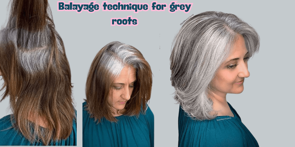 Balayage-technique-for-grey-roots Effortless Roots How to Blend Grey Hair with Dark Brown Hair: Unlock Your Ageless Style