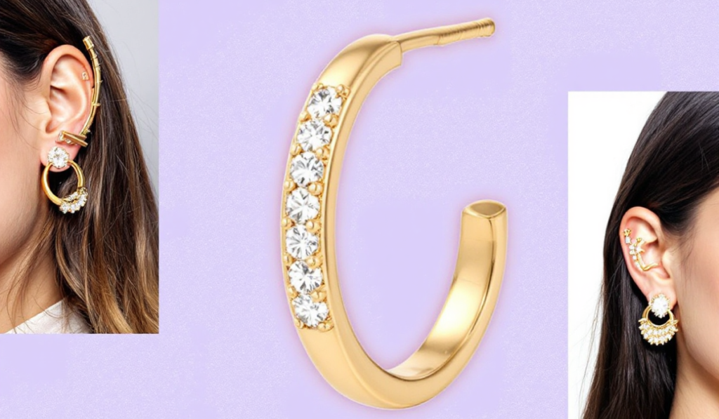 Gold-Ear-Cuffs-and-Huggie-Earrings-1024x597 Impressive Gold Jewelry Pieces Every Woman Should Own in 2025